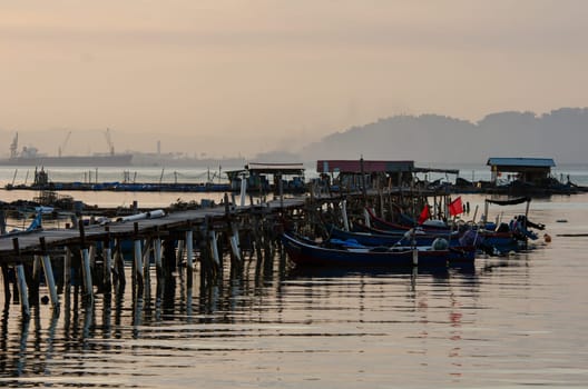 Georgetown, Penang/Malaysia - Apr 09 2018: Jelutong fishing jetty.