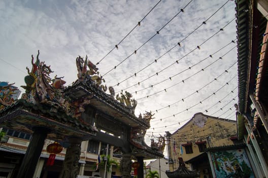 Georgetown, Penang/Malaysia - May 28 2018: Architecture Hainan Temple at Muntri Street.