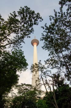 KL, Kuala Lumpur/Malaysia - Jan 15 2019: Low angle view of Menara Kuala Lumpur.