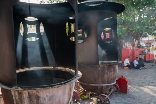 George Town, Penang/Malaysia - Jul 19 2018: A furnace for burn joss paper at Goddess of Mercy temple.