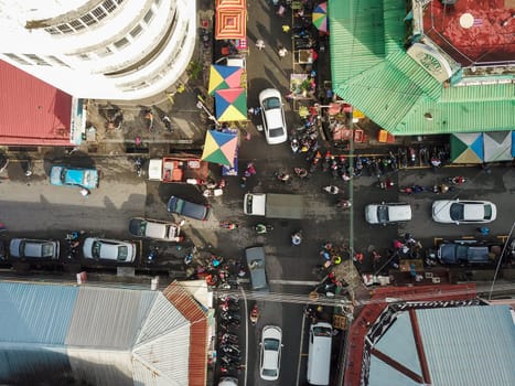 Bukit Mertajam, Penang/Malaysia - Jun 03 2019: Aerial junction Bukit Mertajam town.