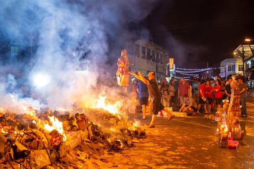 Bukit Mertajam, Penang/Malaysia - Aug 17 2019: Hungry ghost festival celebration.