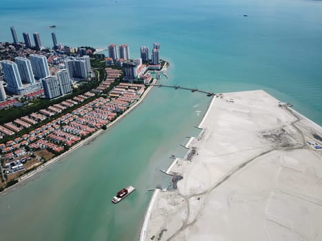 George Town, Kuala Lumpur/Malaysia - Aug 22 2019: Reclamation island near Seri Tanjung Pinang in morning.