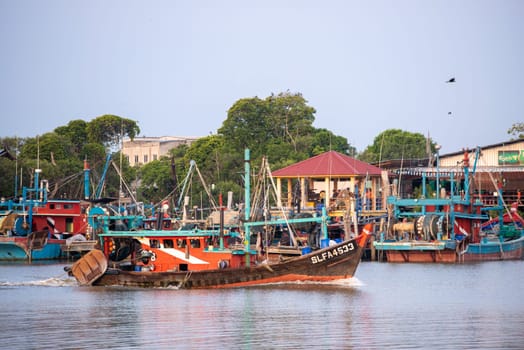 George Town, Penang/Malaysia - Oct 06 2019: Fishing boat on the way go to sea.