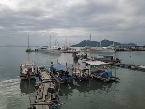 George Town, Penang/Malaysia - Oct 24 2019: Fishing jetty at Batu Uban.