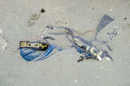 Batu Maung, Penang/Malaysia - Dec 28 2019: Underwear Body Glove rubbish found at beach.