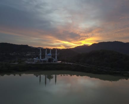 Serdang, Kedah/Malaysia - Nov 04 2019: Masjid Sultan Muhammad Al-Fateh Serdang in sunset.
