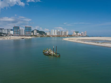George Town, Penang/Malaysia - Nov 06 2019: The ship near reclamation island.