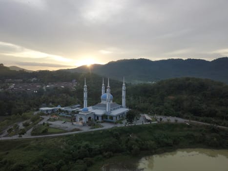 Serdang, Kedah/Malaysia - Nov 04 2019: Aerial Masjid Sultan Muhammad Al-Fateh Serdang