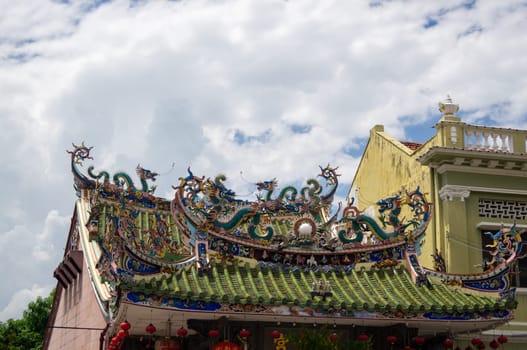 Georgetown, Penang/Malaysia - Feb 14 2020: Yap Kongsi temple rooftop.