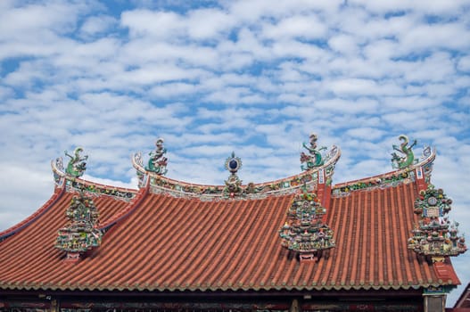 Georgetown, Penang/Malaysia - Feb 14 2020: Beautiful rooftop of Goddess of Mercy temple.