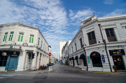 Georgetown, Penang/Malaysia - Feb 14 2020: Colonial building at Beach Street.