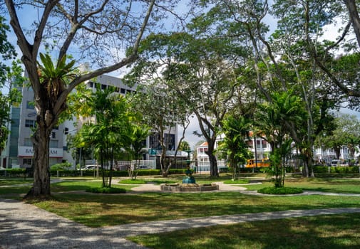 Georgetown, Penang/Malaysia - Feb 15 2020: Green park beside Town Hall.