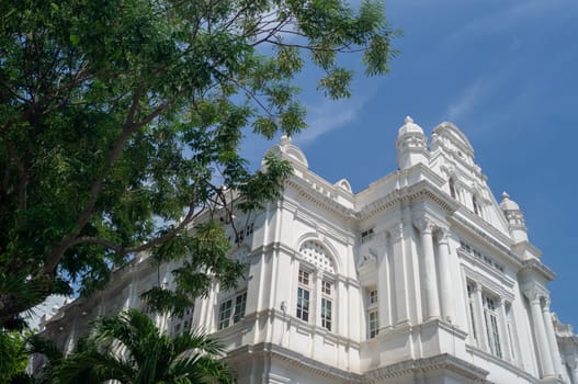 Georgetown, Penang/Malaysia - Feb 15 2020: City Hall with green tree.