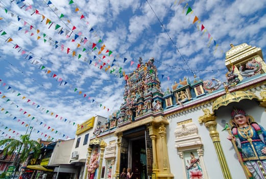 Georgetown, Penang/Malaysia - Feb 14 2020: Sri Mahamariamman Temple at Lebuh Queen