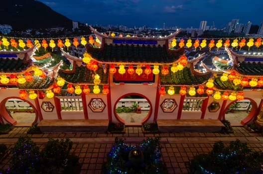 Georgetown, Penang/Malaysia - Feb 20 2020: Architecture Kek Lok Si at night.