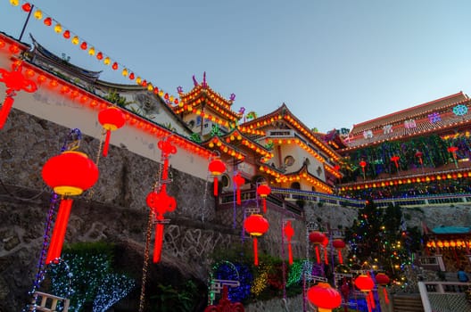 Georgetown, Penang/Malaysia - Feb 20 2020: Red lantern at Kek Lok Si temple.