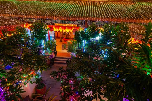Georgetown, Penang/Malaysia - Feb 20 2020: Colorful temple at Kek Lok Si.