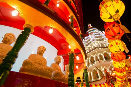Georgetown, Penang/Malaysia - Feb 20 2020: Buddha at Kek Lok Si temple at night.