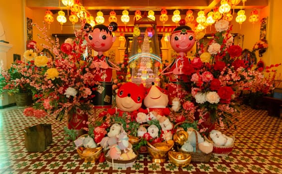 Georgetown, Penang/Malaysia - Feb 20 2020: Rat year chinese new year decoration at Kek Lok Si.