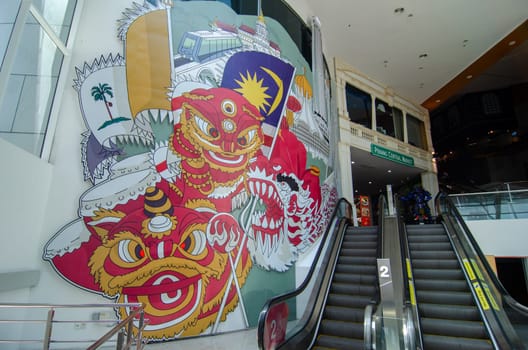 Georgetown, Penang/Malaysia - Feb 27 2020: Mural with element Penang Penang flag.