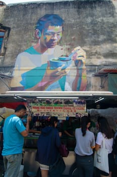Georgetown, Penang/Malaysia - Feb 27 2020: Cendol mural art and stall at Penang Road.