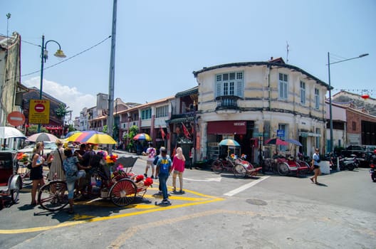 Georgetown, Penang/Malaysia - Feb 27 2020: Armenian Street with heritage house.