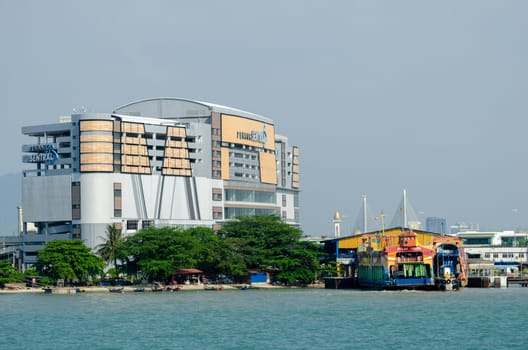 Butterworth, Penang/Malaysia - Feb 27 2020: Ferry terminal near Penang Sentral.
