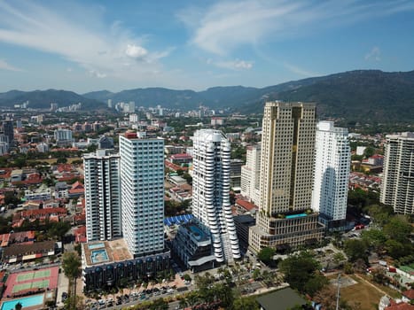 Georgetown, Penang/Malaysia - Feb 28 2020: Aerial view Gurney skyscraper.
