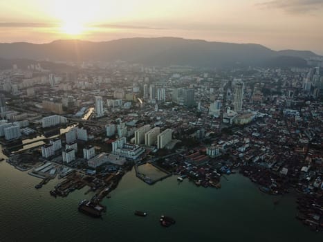 Georgetown, Penang/Malaysia - Feb 28 2020: Late evening Georgetown heritage site.