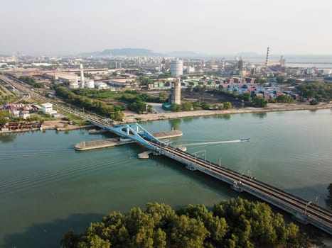 Perai, Penang/Malaysia - Mar 02 2020: Swing Bridge at Perai River.