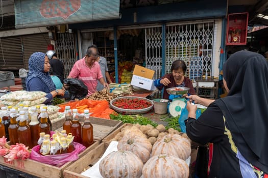 Bukit Mertajam, Penang/Malaysia - Mar 08 2020: Traditional market sell vegetable at Malaysia.