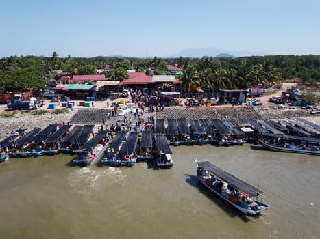 Penaga, Penang/Malaysia - Mar 14 2020: A fishing boat back to jetty.