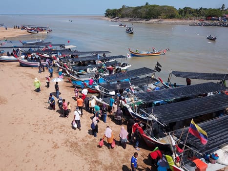 Penaga, Penang/Malaysia - Mar 14 2020: Local buy seafood directly from fishermen.