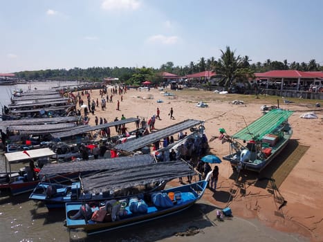 Penaga, Penang/Malaysia - Mar 14 2020: Fishing boats park at estuary at Kuala Muda.