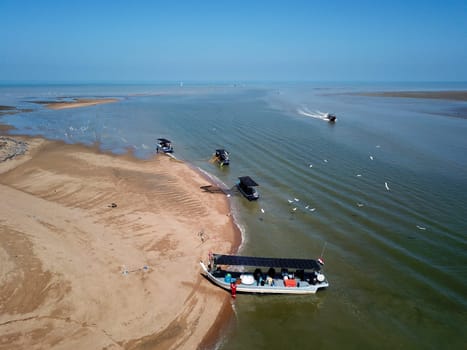 Fishing boat park at estuary.