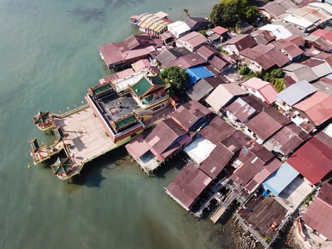 Georgetown, Penang/Malaysia - Mar 17 2020: Aerial view Hean Boo Thean temple.
