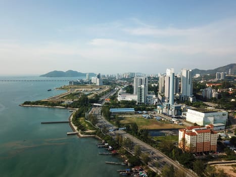 Aerial view Jelutong near coastal.