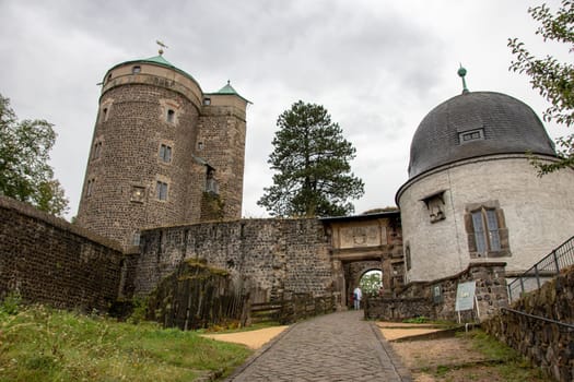 Stolpen castle, Saxony, Germany – August 22, 2020: Countess Cosel was the most famous mistress of Saxony at the court of August the Strong. She was imprisoned for life in the St John's Tower at Stolpen Castle and died there at the age of 84.