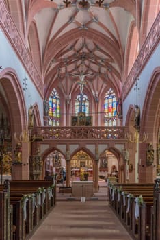 inside view of the Catholic Church of St Valentin in Kiedrich, Hesse, Germany