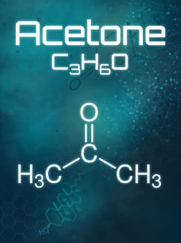 Chemical formula of Acetone on a futuristic background