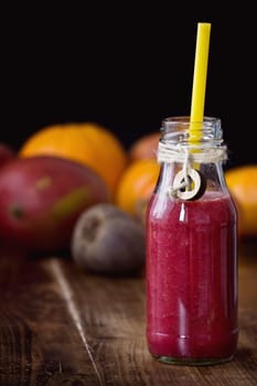 Fresh purple smoothie with beetroot