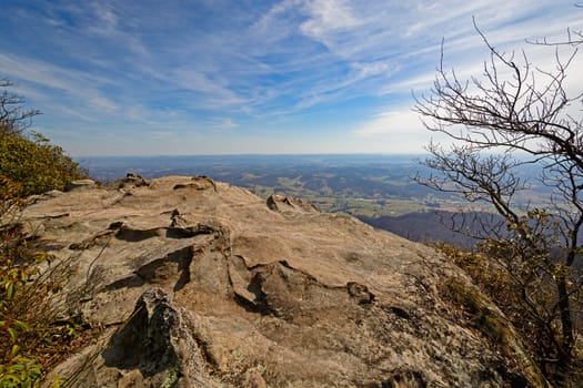 Panoramic View From a Mountain Cliff on the White Rocks in Cumberland Gap National Historic Park in Virginia
