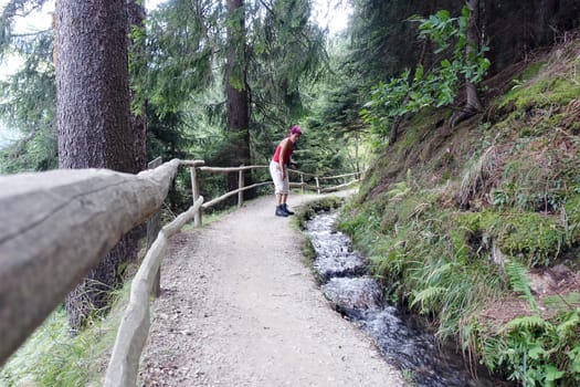 Hike on the Verdinser Waal trail to the Waaler hut, Schenna, South Tyrol, Italy