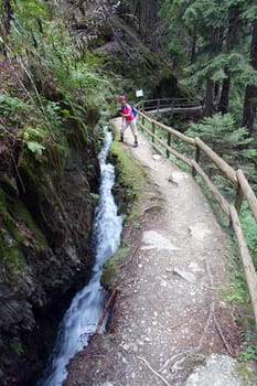Hike on the Verdinser Waal trail to the Waaler hut, Schenna, South Tyrol, Italy