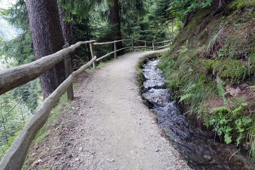 Hike on the Verdinser Waal trail to the Waaler hut, Schenna, South Tyrol, Italy