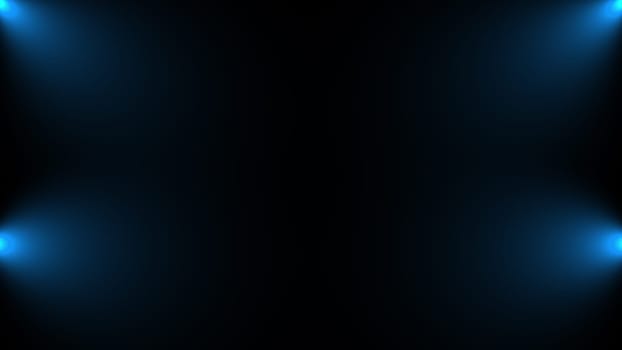 Volumetric lights in the dark, computer generated. 3d render of background with spot lighting