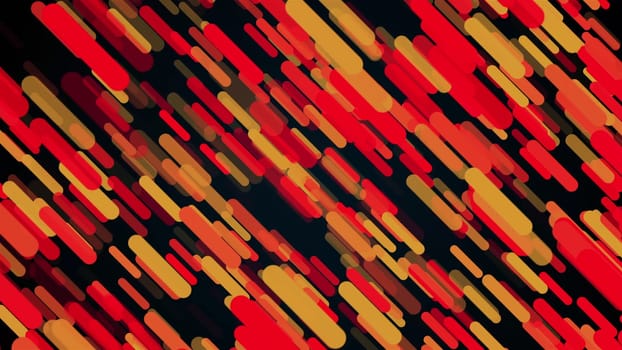 Oblique rain of glowing straight particles in the dark space, 3d rendering computer backdrop