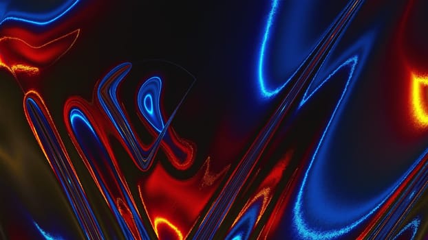 Changing streaks on a liquid background, Computer generated. Abstract neon shapes. 3d rendering