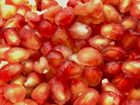 Pomegranate fruits closeup with selective focus